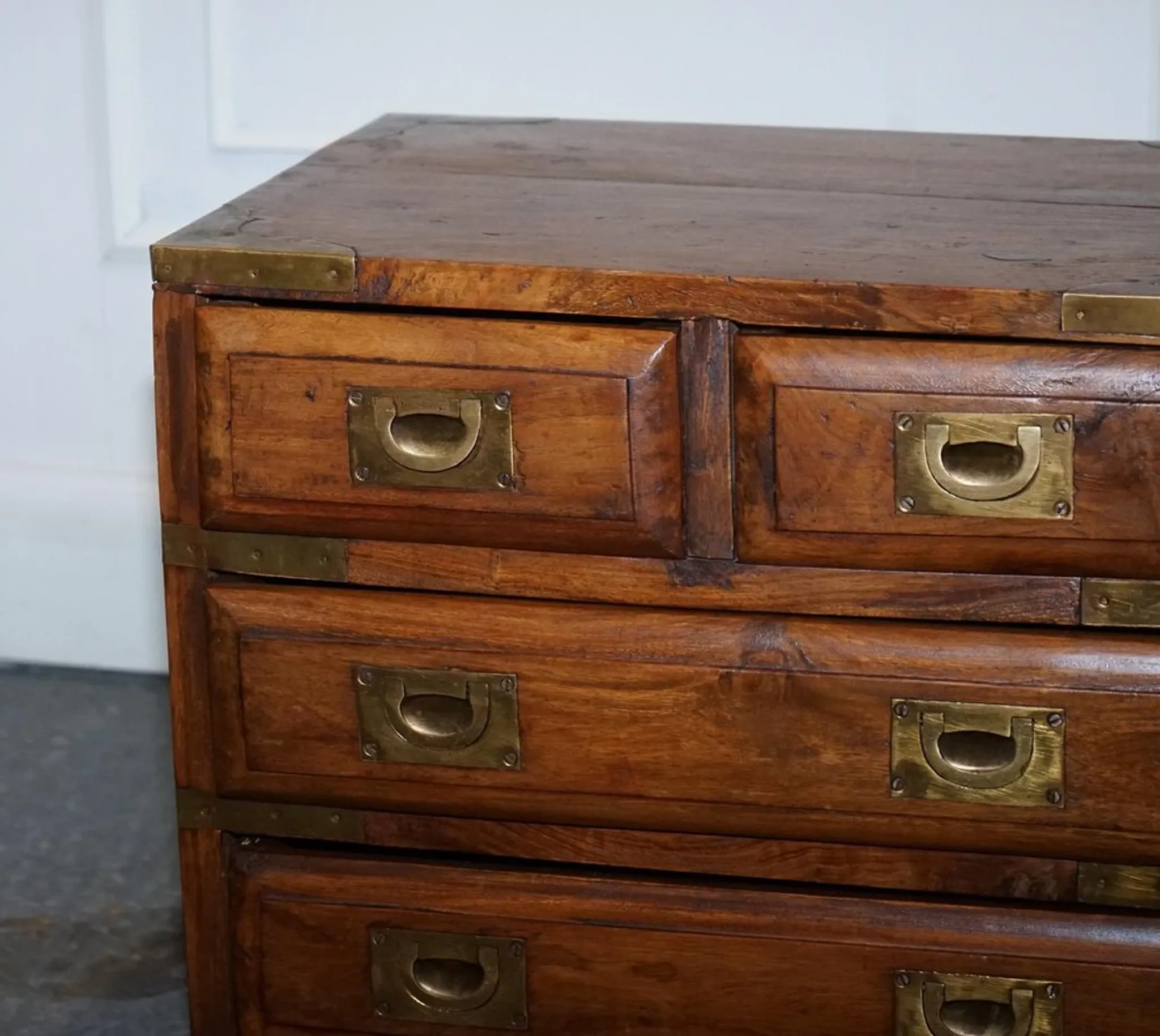 Vintage Military Campaign Brass Bedside Tables, Set of 2