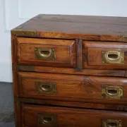 Vintage Military Campaign Brass Bedside Tables, Set of 2