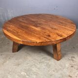 Brutalist oak coffee table thee legs