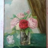 Old painting bouquet of flowers