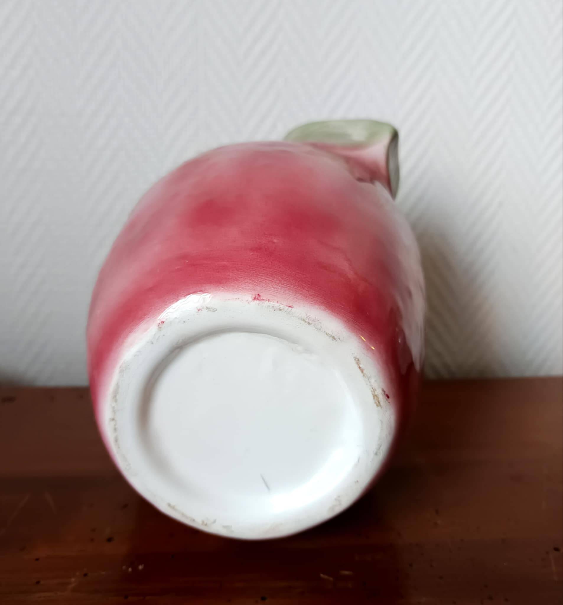 Vintage strawberry slipware pitcher