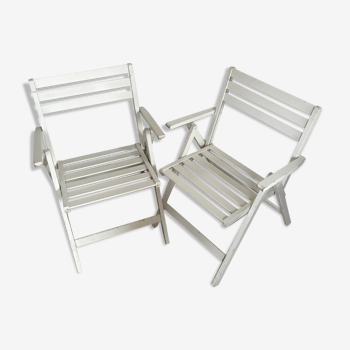 Lot of 2 folding armchairs