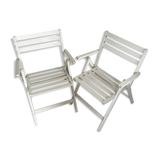 Lot of 2 folding armchairs