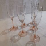 Champagne flutes pink feet LUMINARC year 70