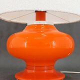 1970s Glass Table Lamp with Boucle Fabric Shade, Italy