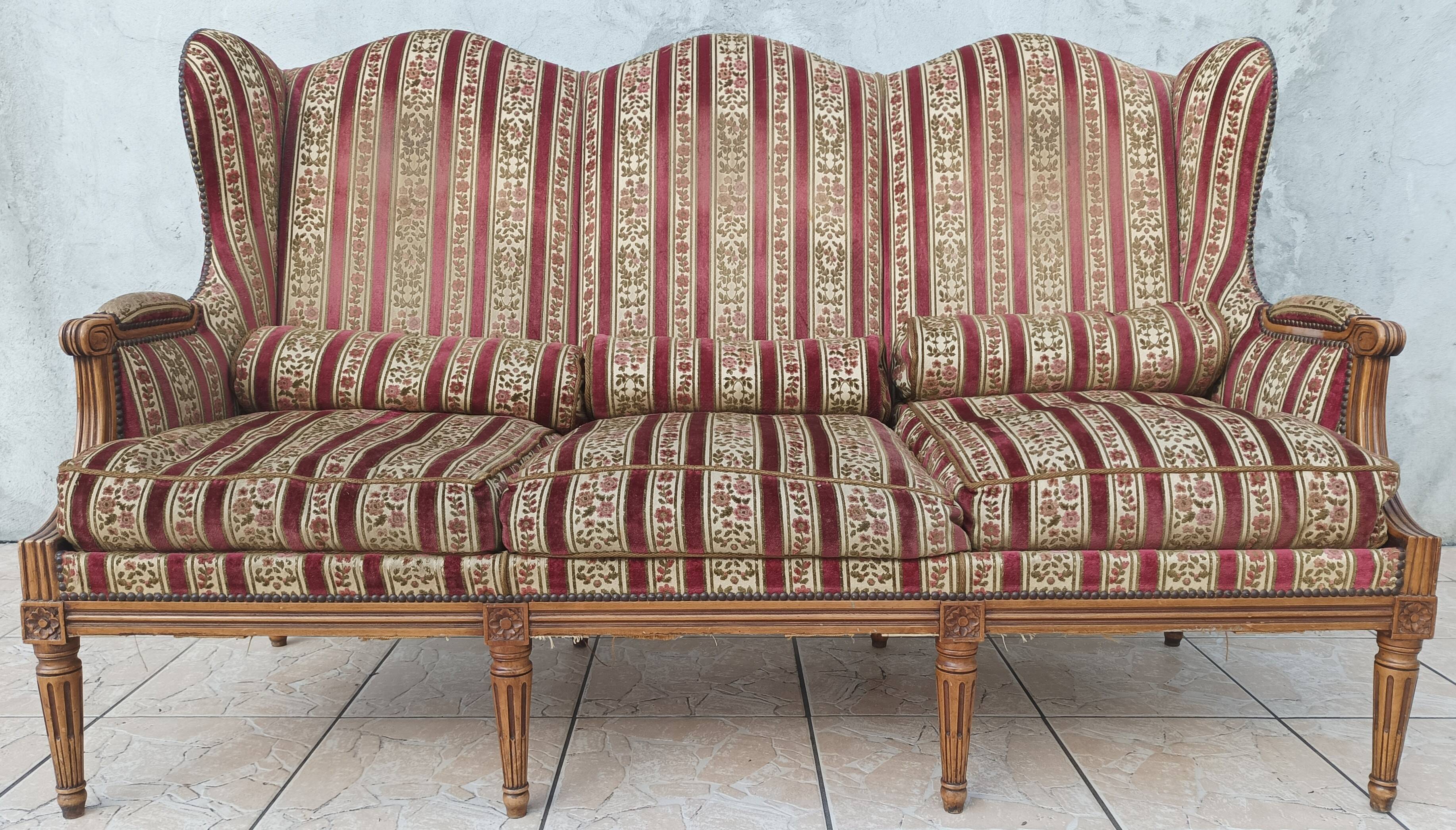 Canapé à oreilles Louis XVI