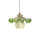 Opaline pleated suspension and tulip with Art Deco floral patterns.