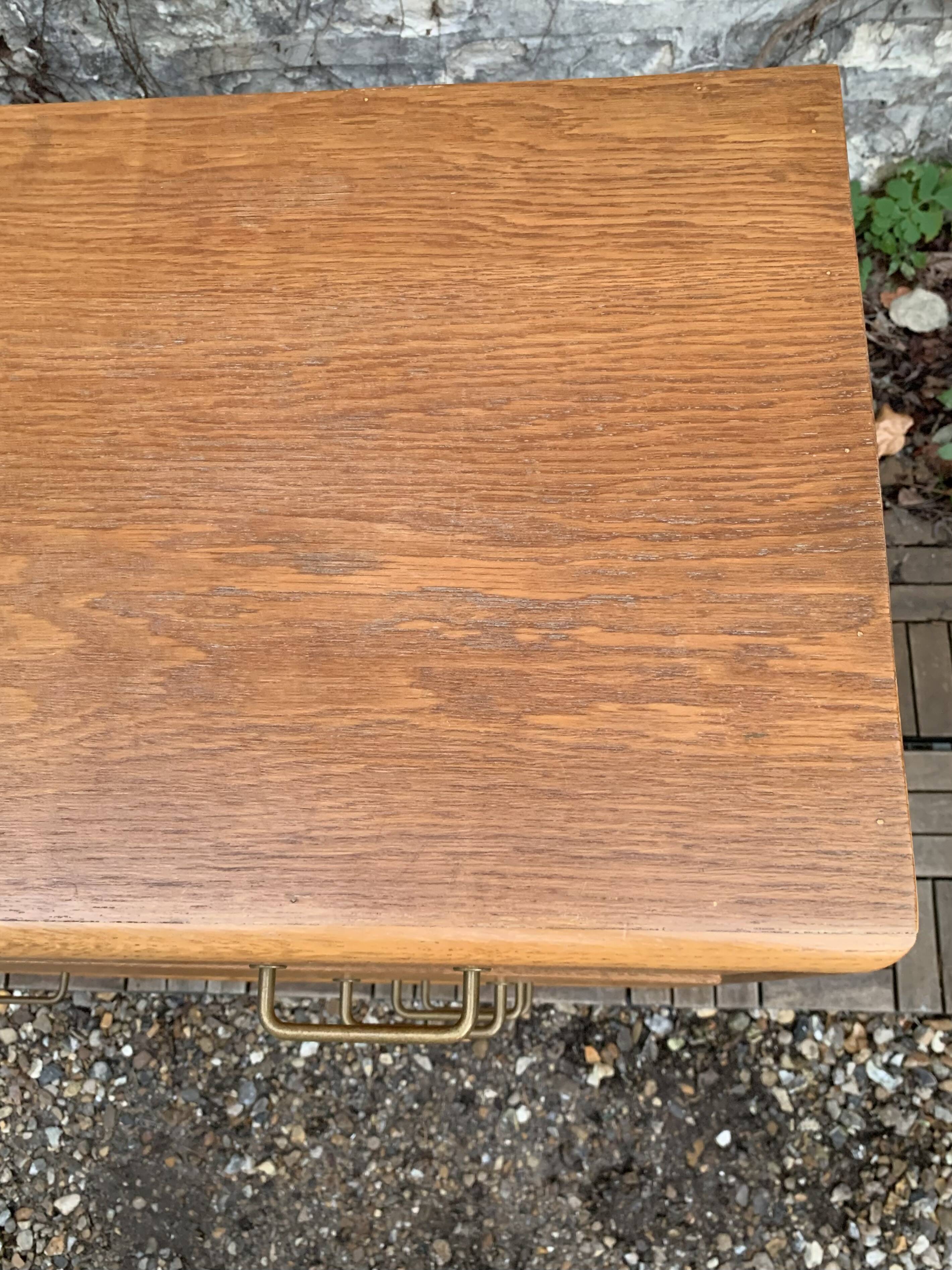 Vintage chest of drawers with compass feet, oak, original patina, 1950s