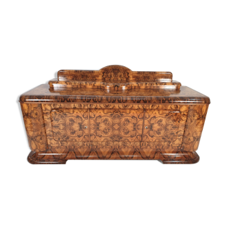 Buffet art déco de placage en noyer années 1940
