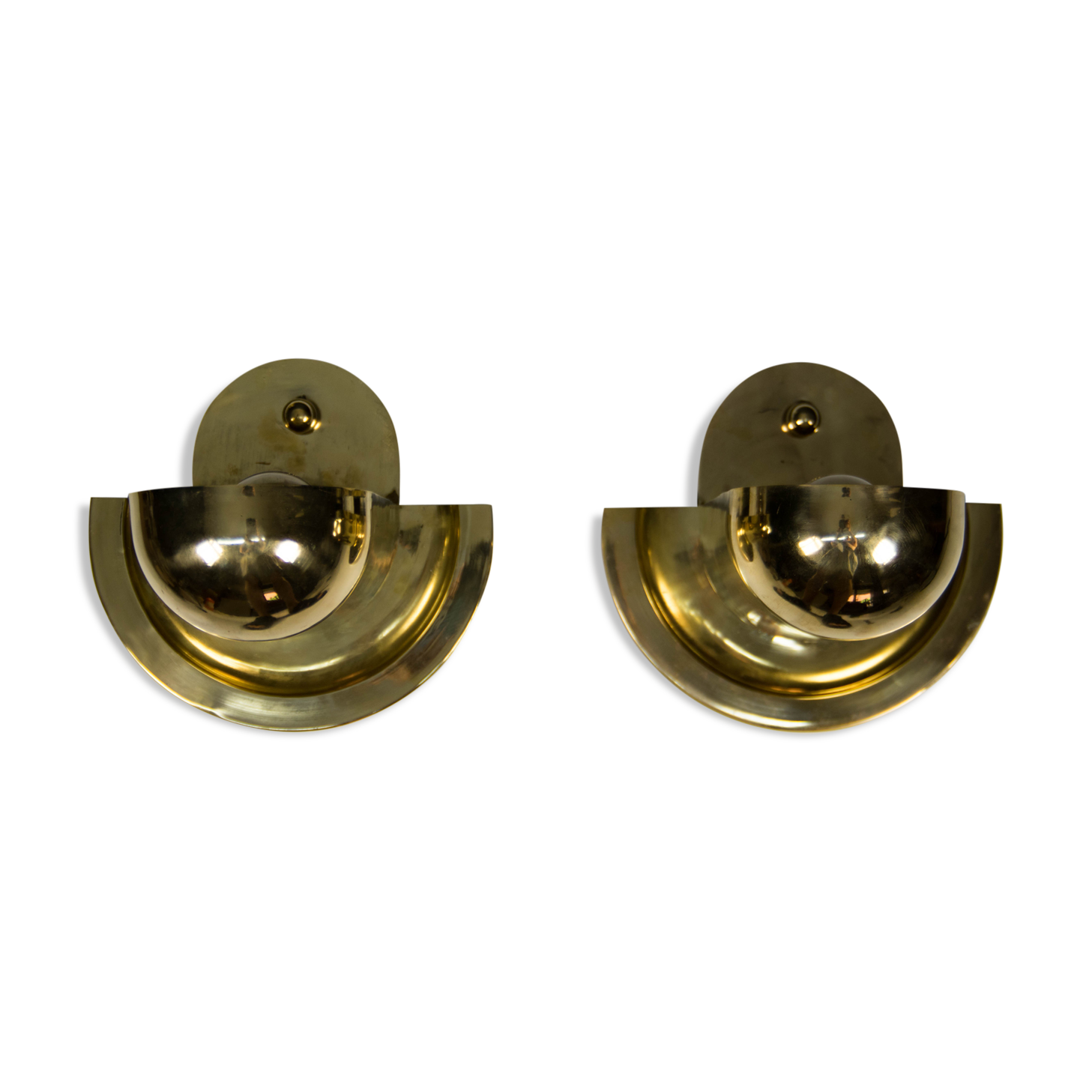 Set of Unique Cubistic Brass Wall Lamps, 1920s