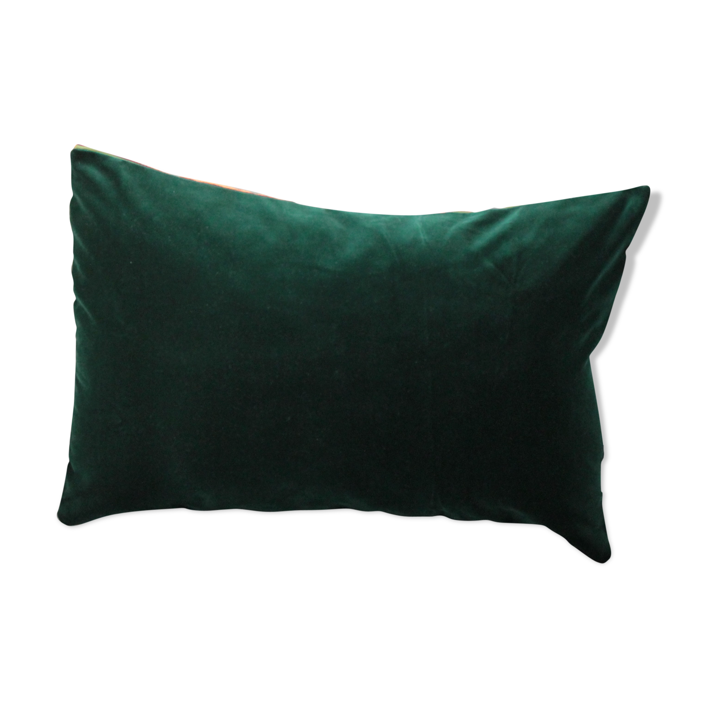 Coussin vert et or en velours d'ameublement d'éditeur 30 x 50 cm