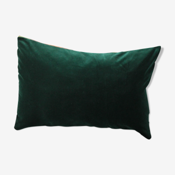 Editor's green and gold velvet cushion 30 x 50 cm