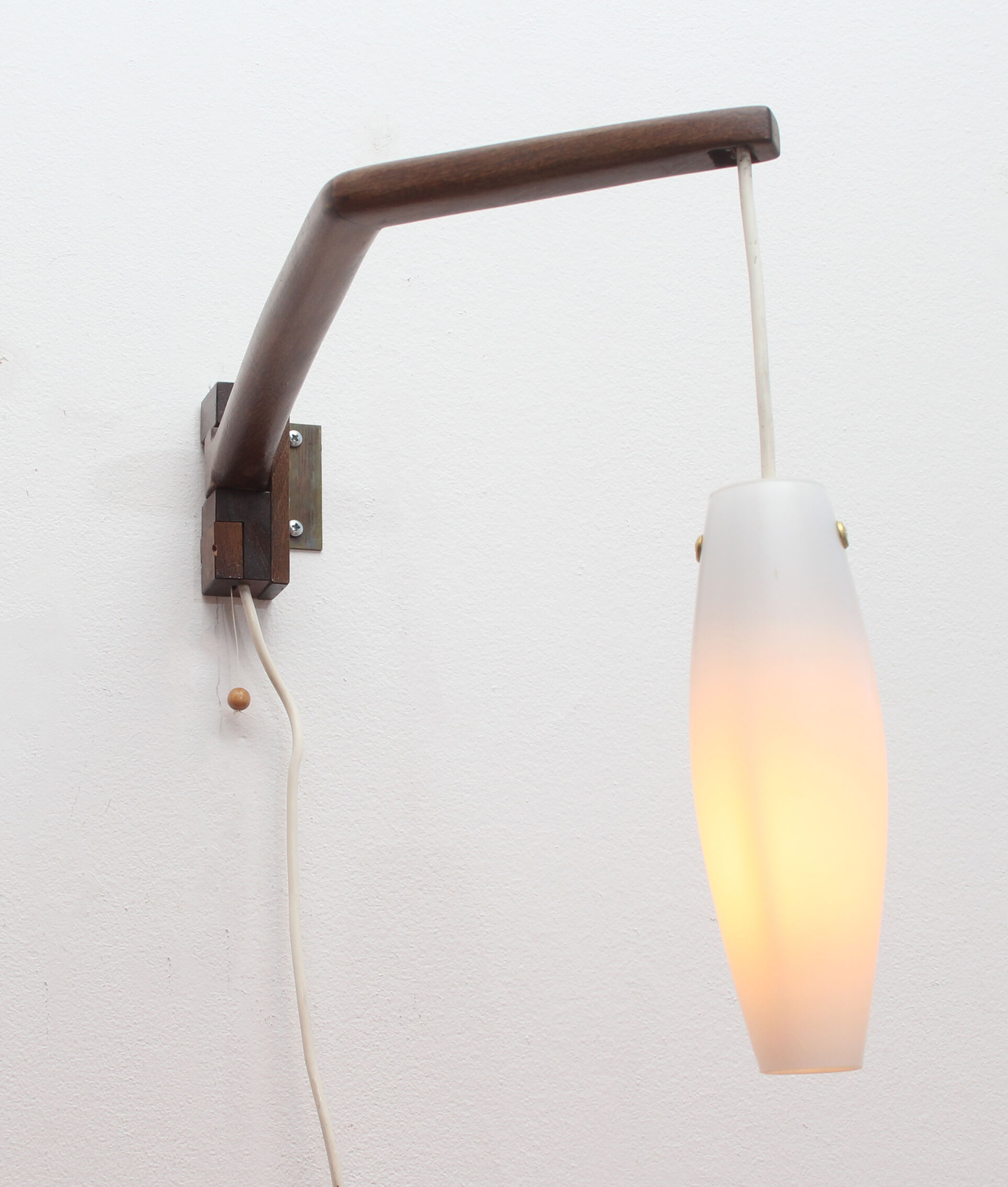 1960s boomerang wall lamp opaline glass