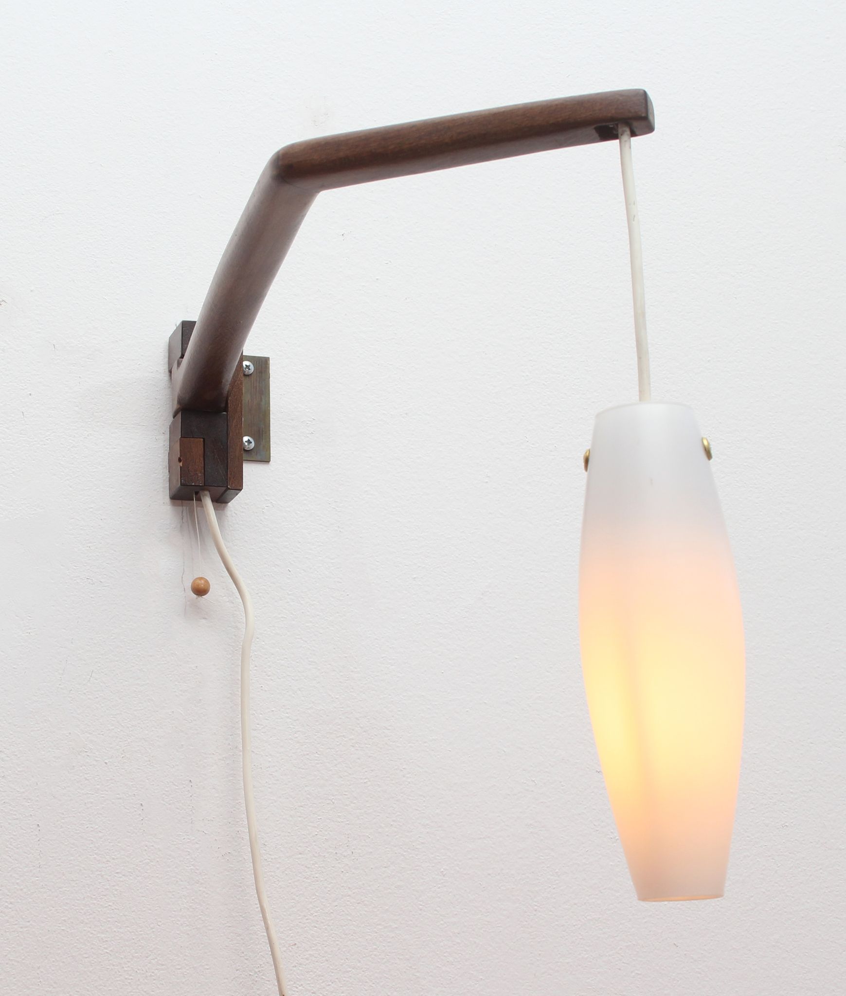 1960s boomerang wall lamp opaline glass