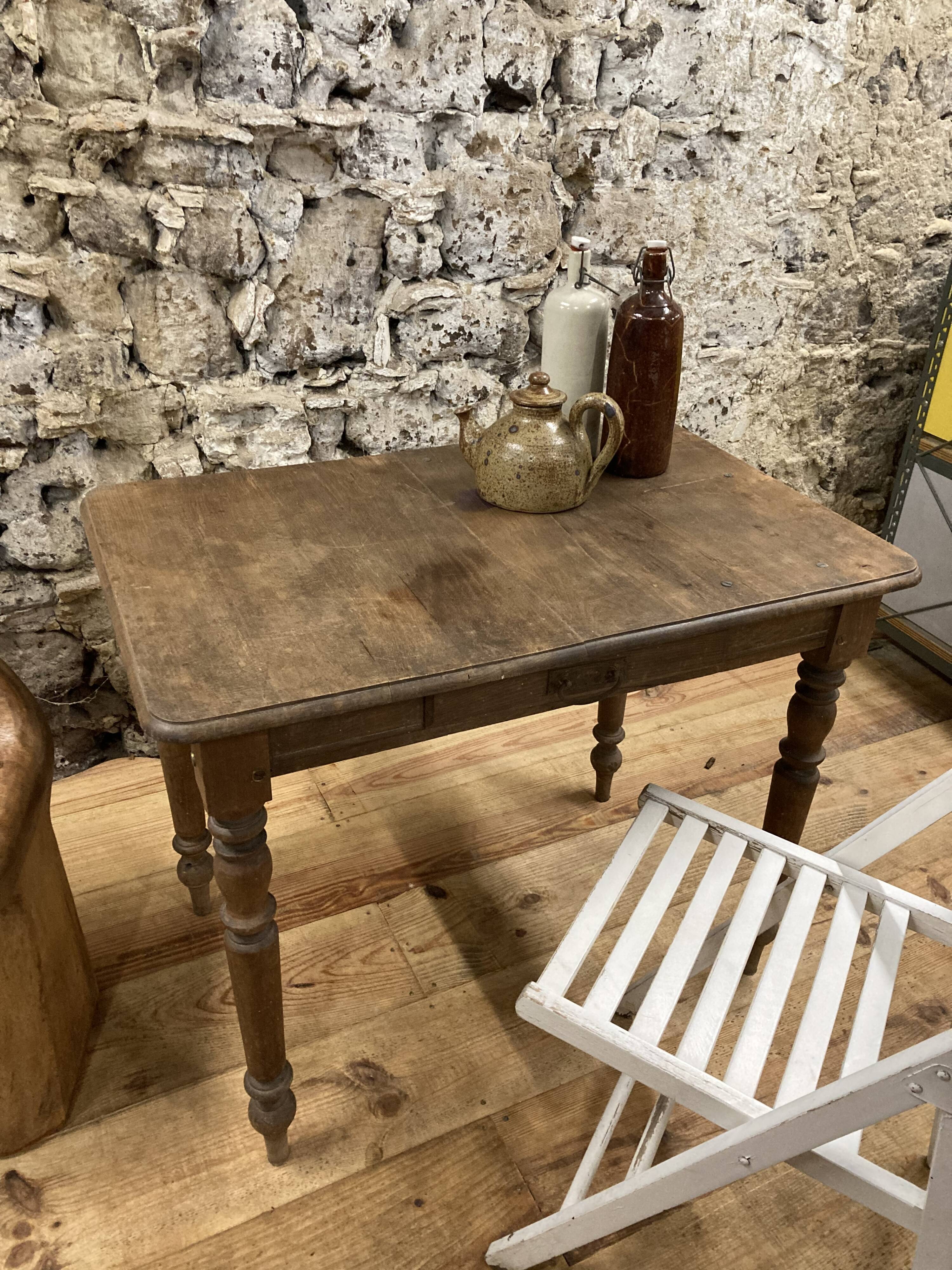 Rectangular wooden farmhouse table turned 90cm or old desk