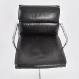 Black leather chairs with soft padding by Charles & Ray Eames for ICF, 1970s, set of 2