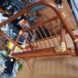 Vintage rattan magazine rack, approx. 1960