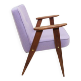 Vintage armchair in lavender wool and oak.