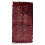 Tapis couloir baloutche afghan vintage 107 x 211 cm - tribal répétitif (1C1196)