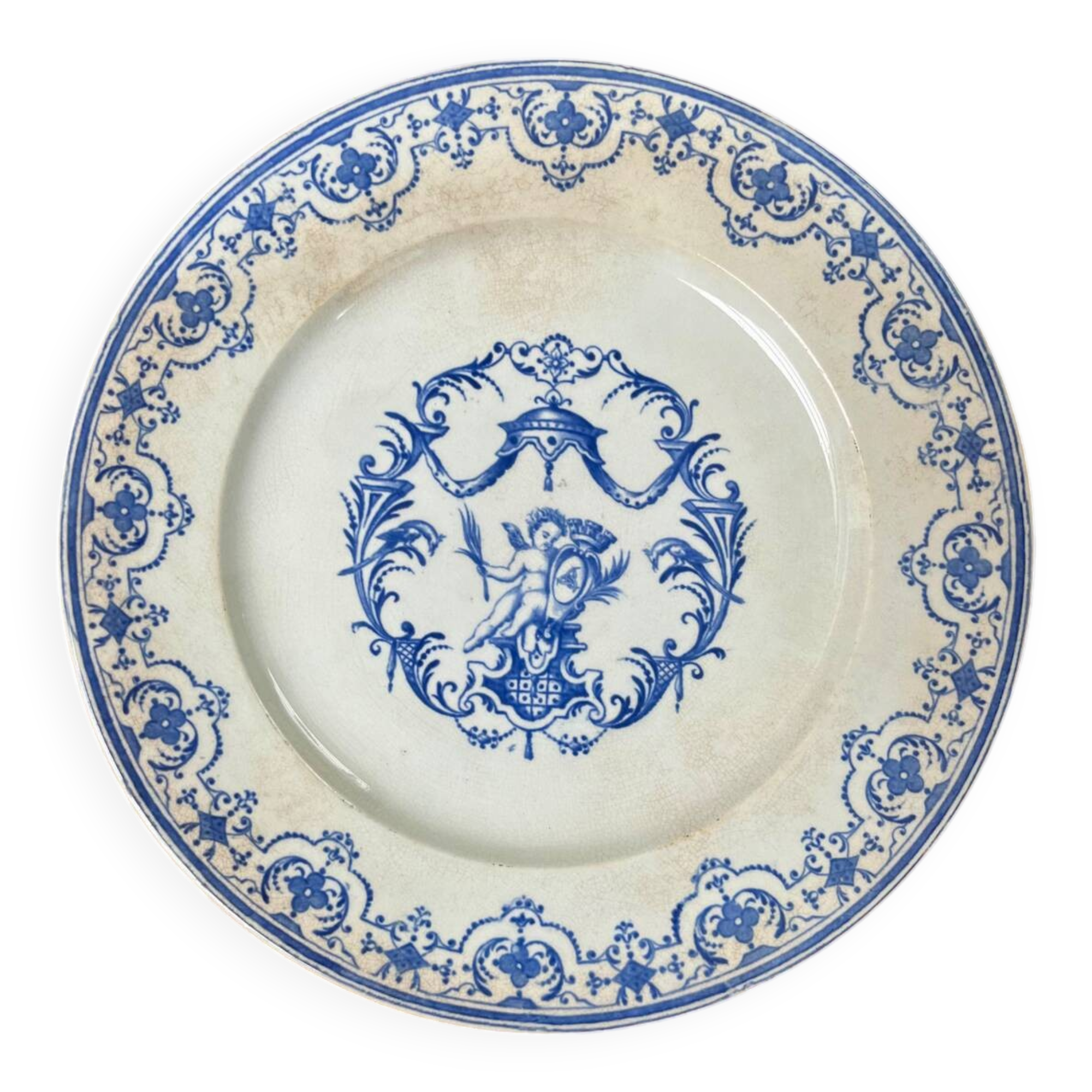Ironstone footed dish – Moustiers blue decor