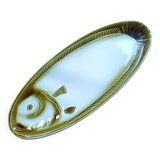 Large ceramic dish in the shape of a fish, Moulin des Loups brand