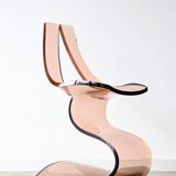 Vintage smoked plexiglass sculptural chair by Michel Dumas, 1970.