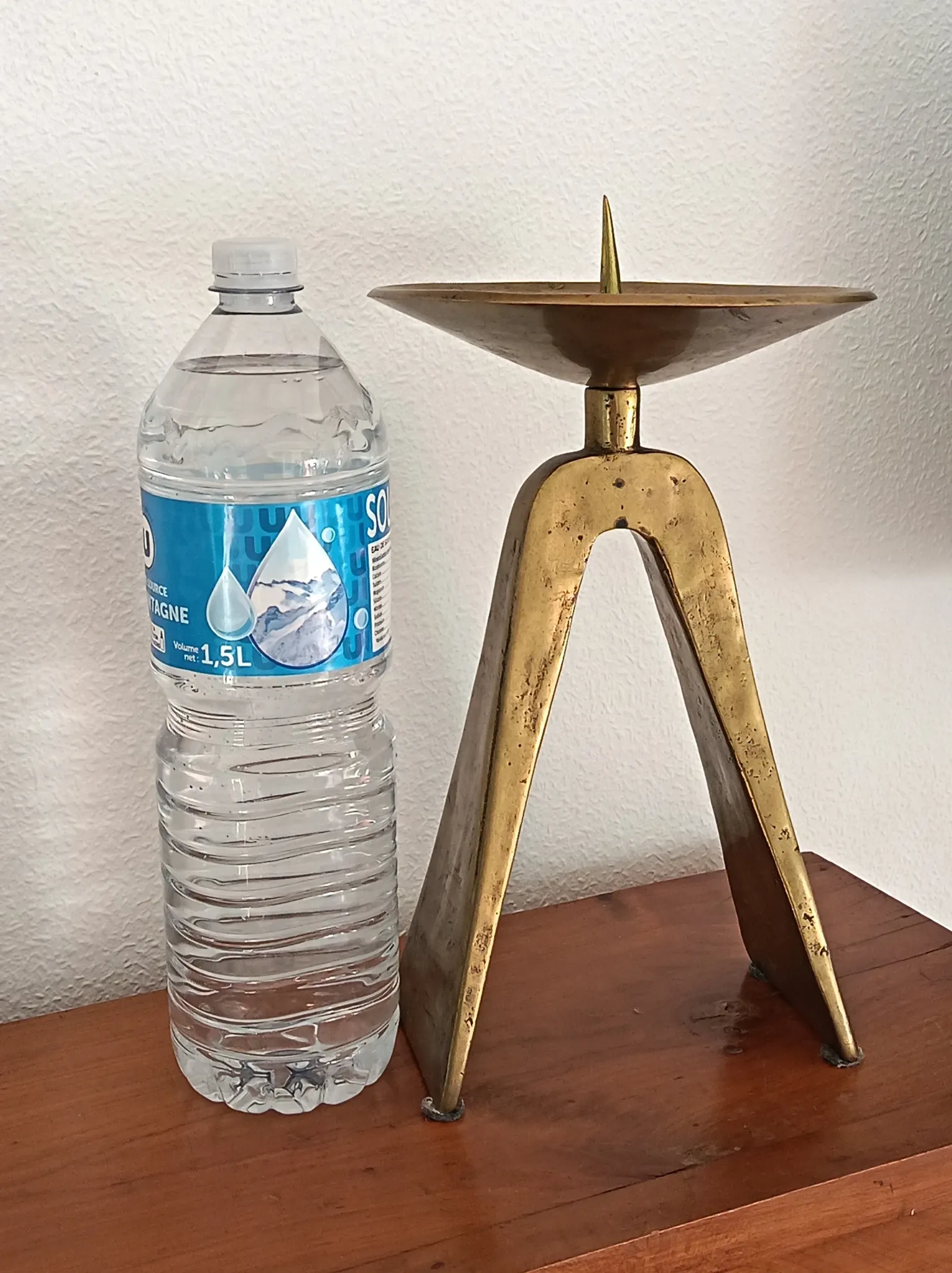 Brutalist bronze candlestick