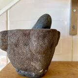 Mortar and pestle in black stone