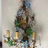Large murano glass flower tole sconces set of 2