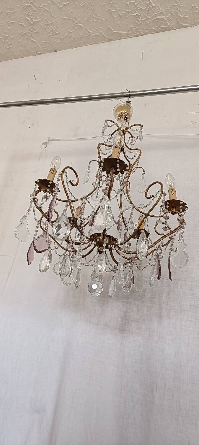 Chandelier with colored tassels