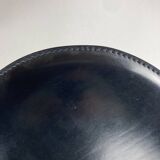 Post modern Memphis high back black leather stitched organic dining chairs, set of 6. Italy, 1980s