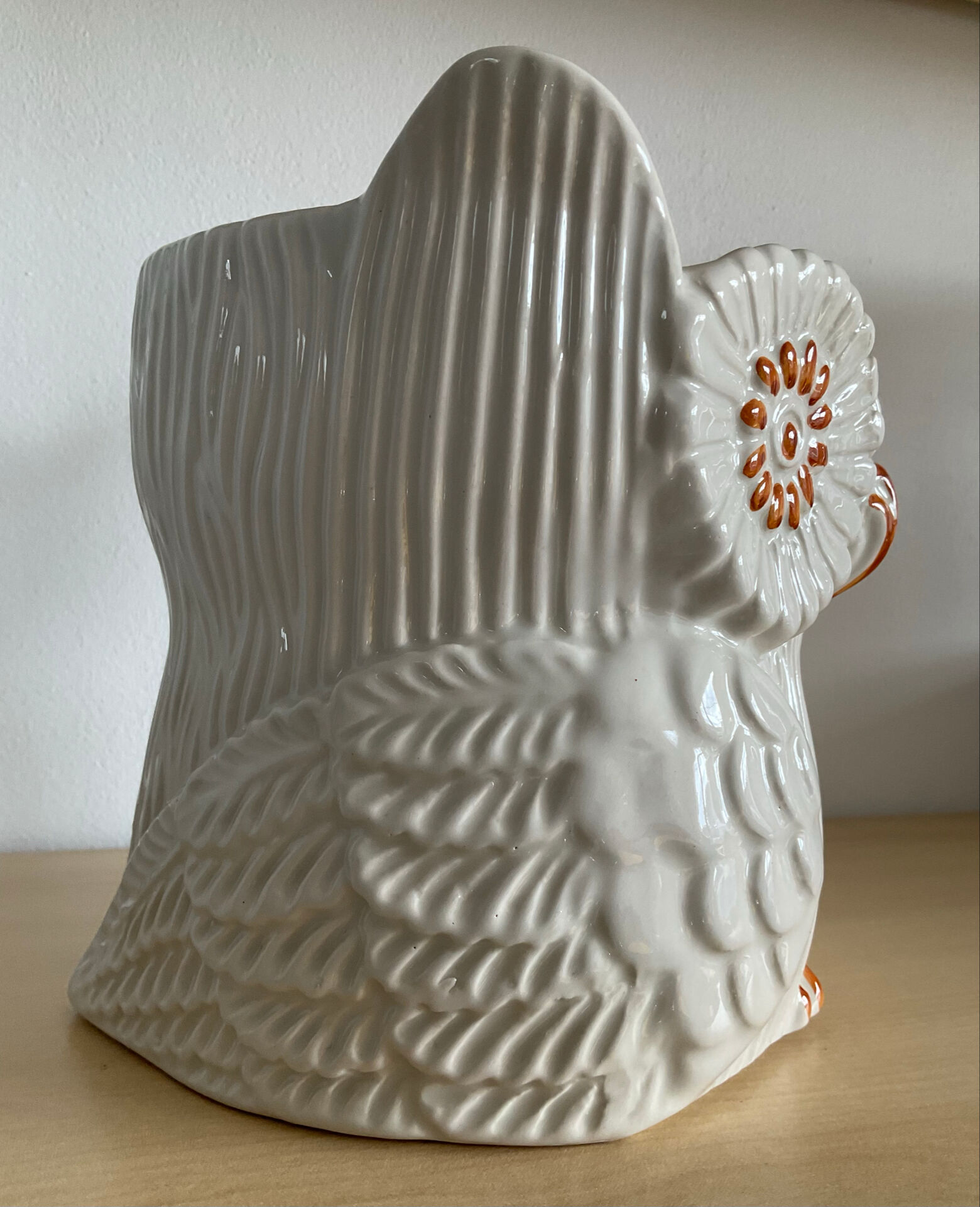 Vintage ceramic owl cache pot signed