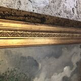 Old painting oil painting art landscape mountain forests alps marette