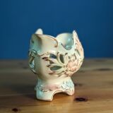 Small porcelain or biscuit planter vase with floral motif and gilding 12.5cm