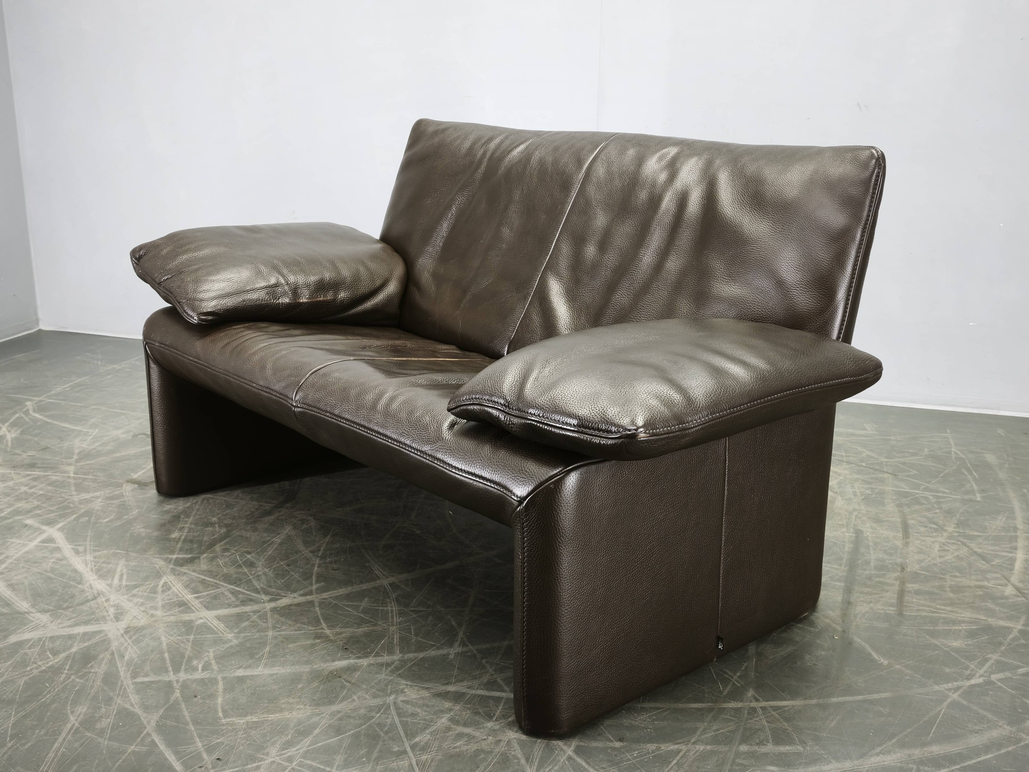 Jori Belgian Full Grain Leather Freestanding Two-Seat Sofa, 1990s