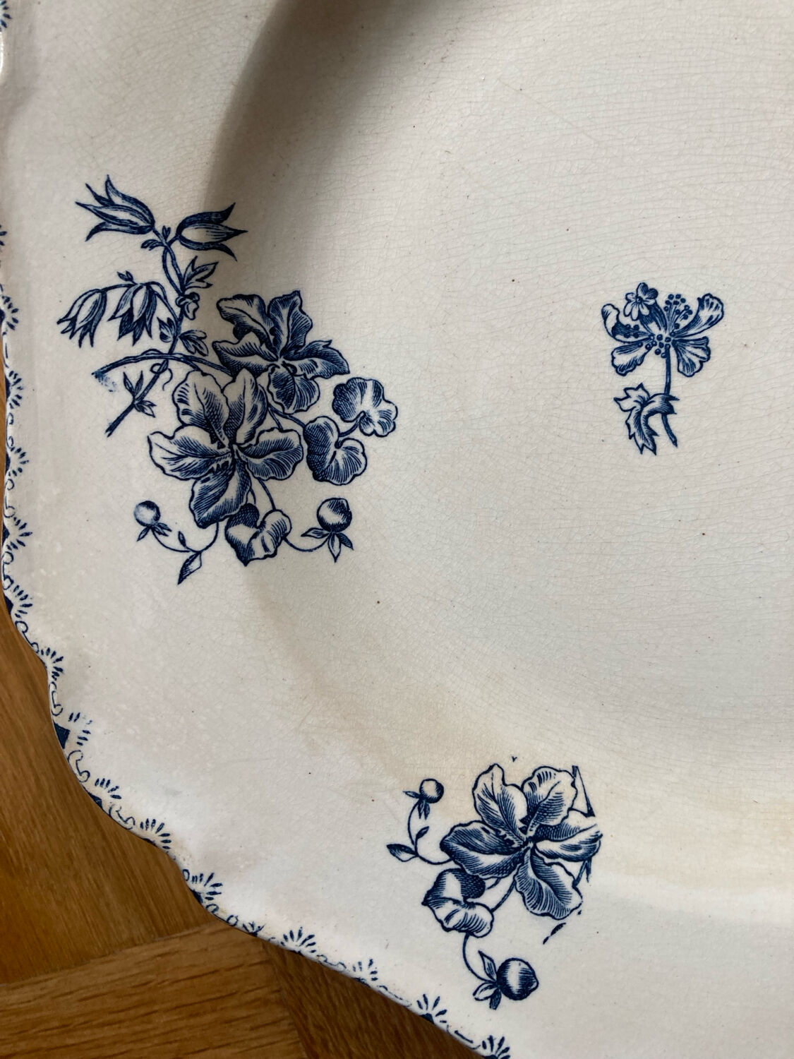 Blue flowered ironstone deep plates from Saxony
