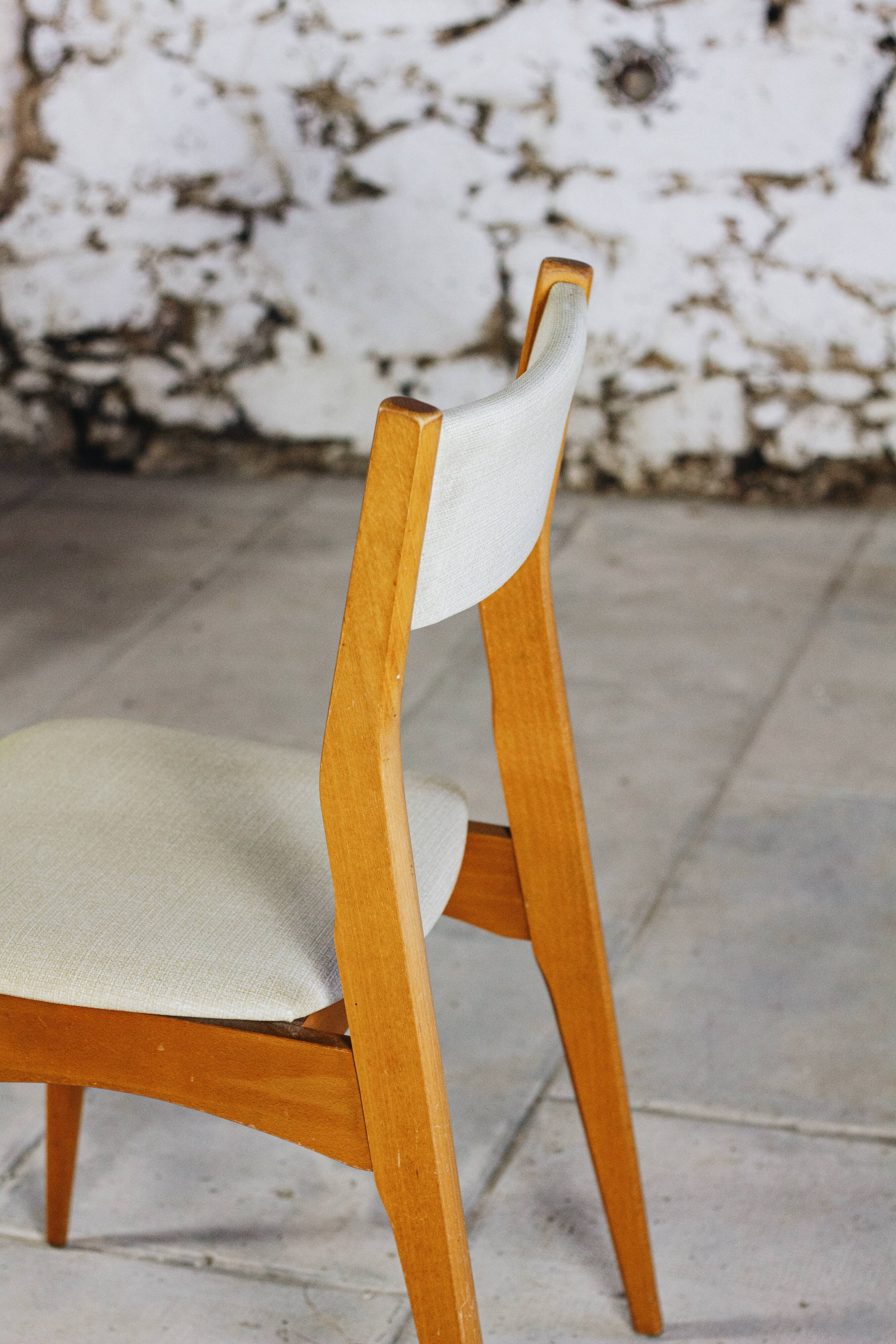 4 Danish chairs in beech wood and skai, 1960