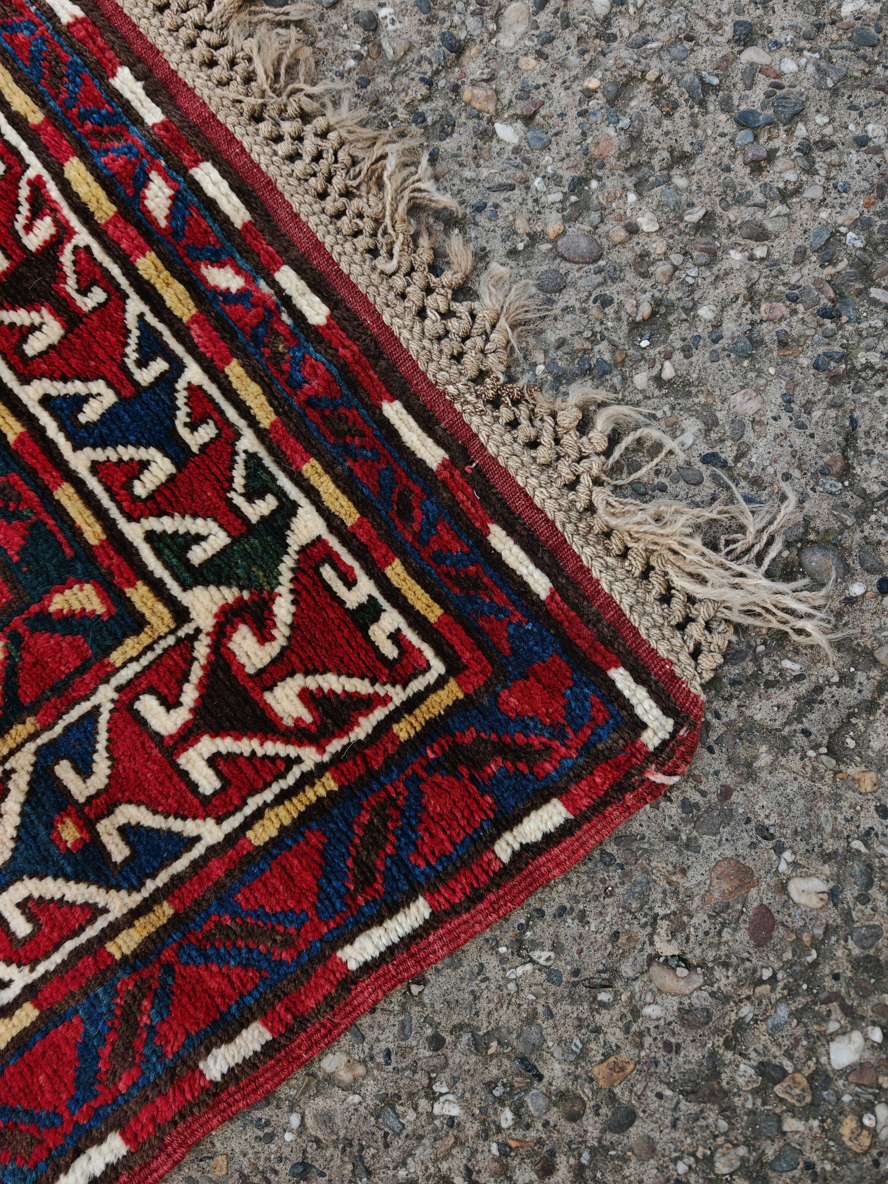 Antique Karabakh carpet, naturally dyed wool, Caucasus 19th century