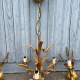 Chandelier and Pair of Wheat Sheaf Wall Lights