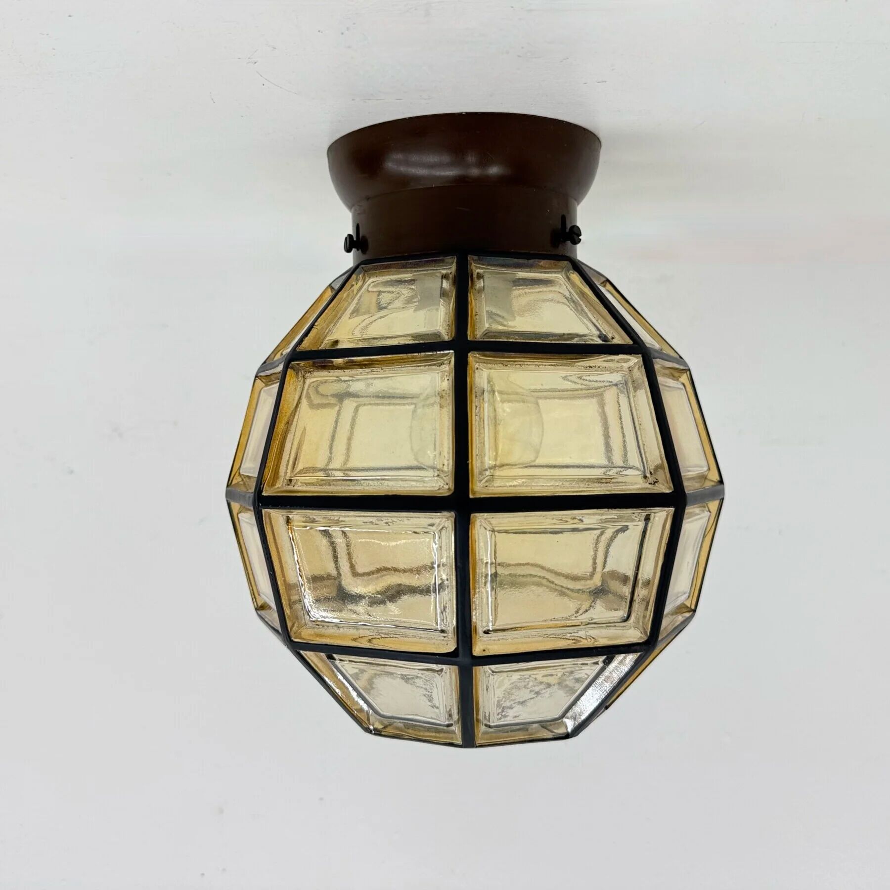 1 of 2 Limburg Glashütte glass ceiling lamp flush mount, 1970s