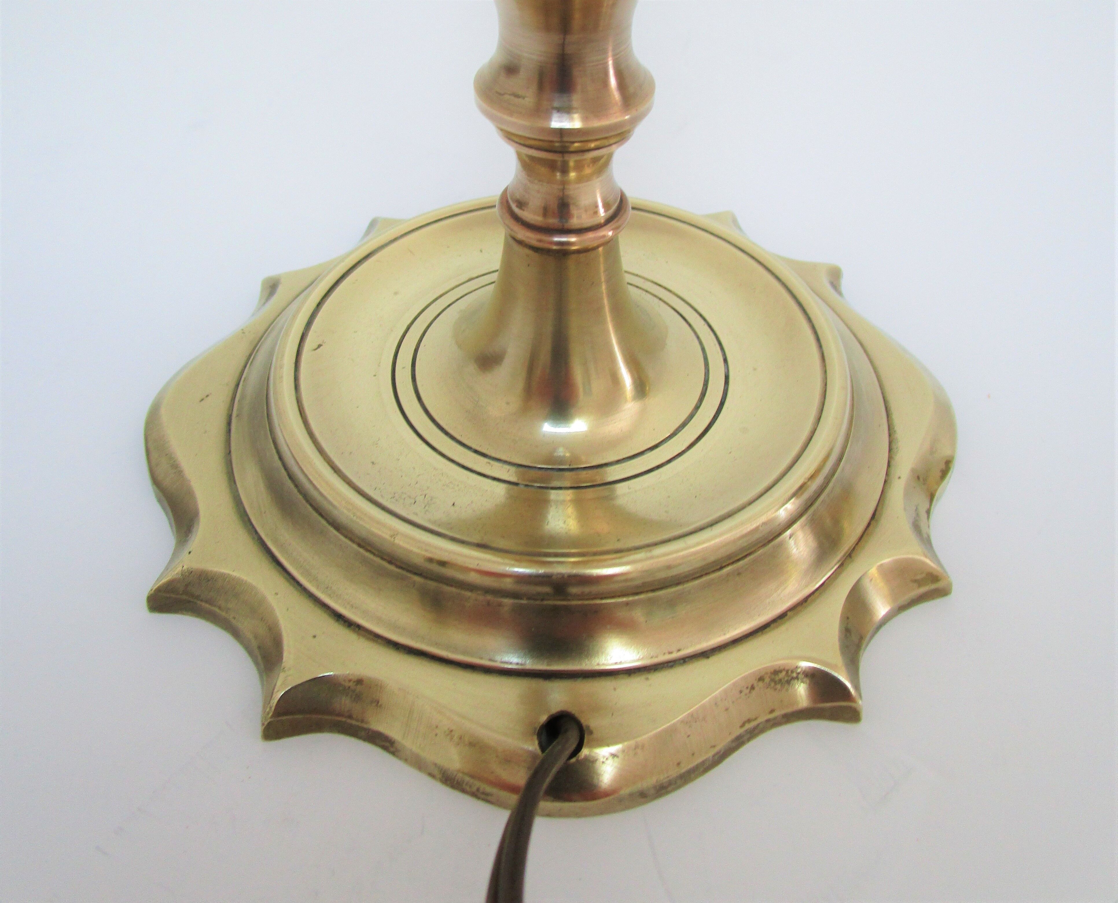 Solid brass lamp foot turned vintage
