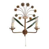 XL Vintage Mid-Century handmade 2 light bouquet wall lamp Italy 1950-1970