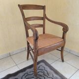 Paire de fauteuils rustiques bois et paille