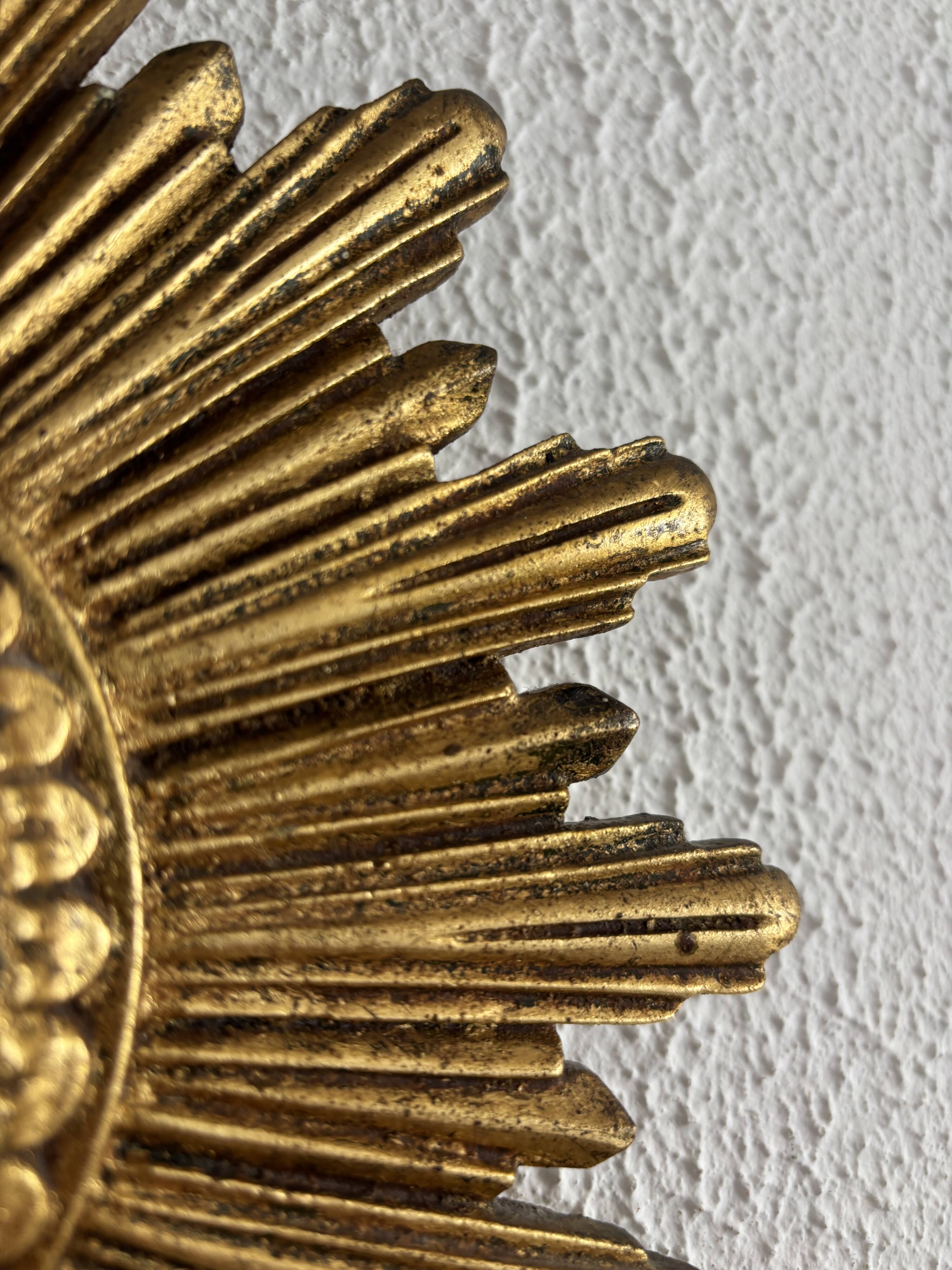 Vintage 1960s sun mirror witch's eye gold - 26 cm