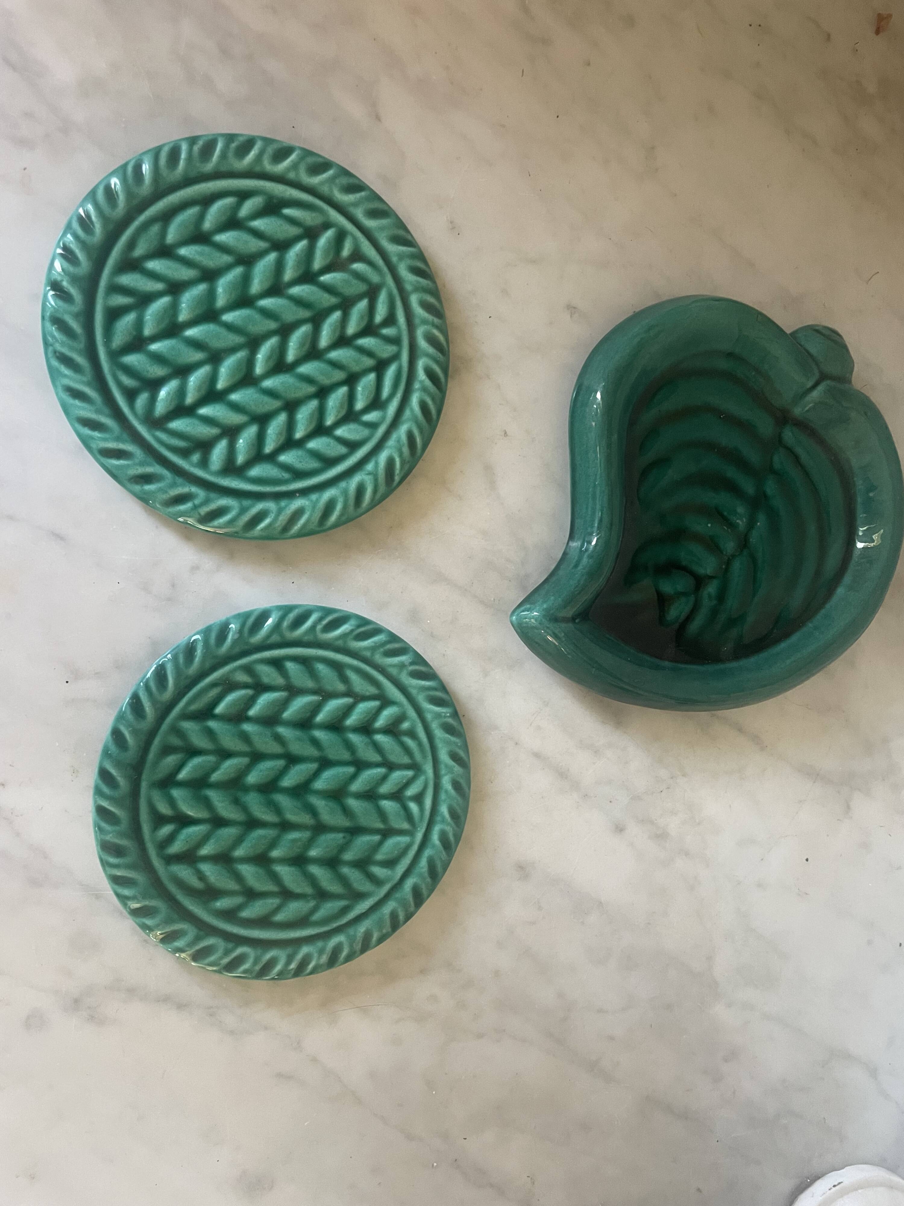Ensemble de 3 dessous de plat en céramique de Vallauris