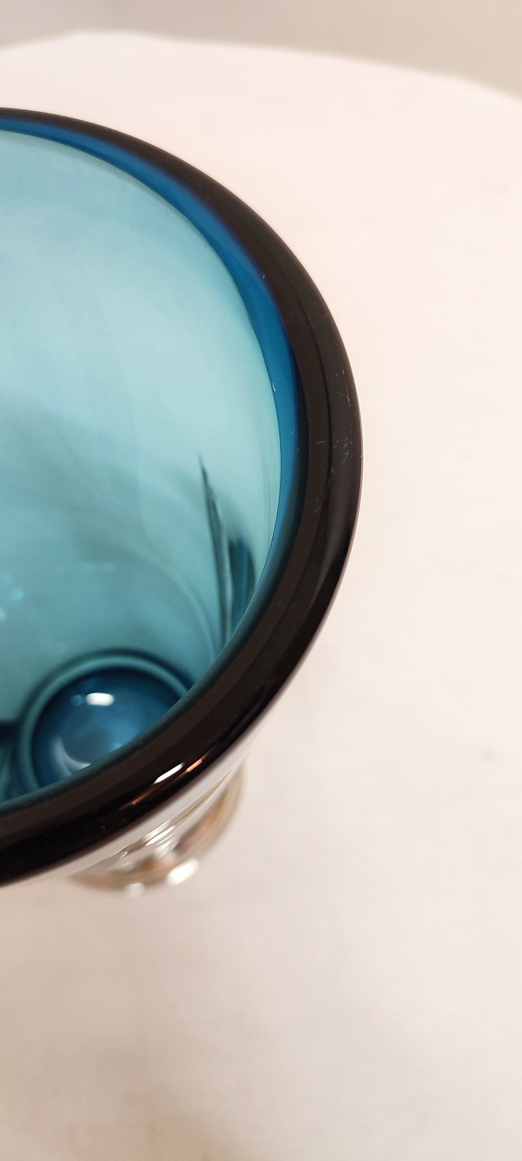 Blue and silver crystal vase. France 1950s.