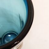 Blue and silver crystal vase. France 1950s.