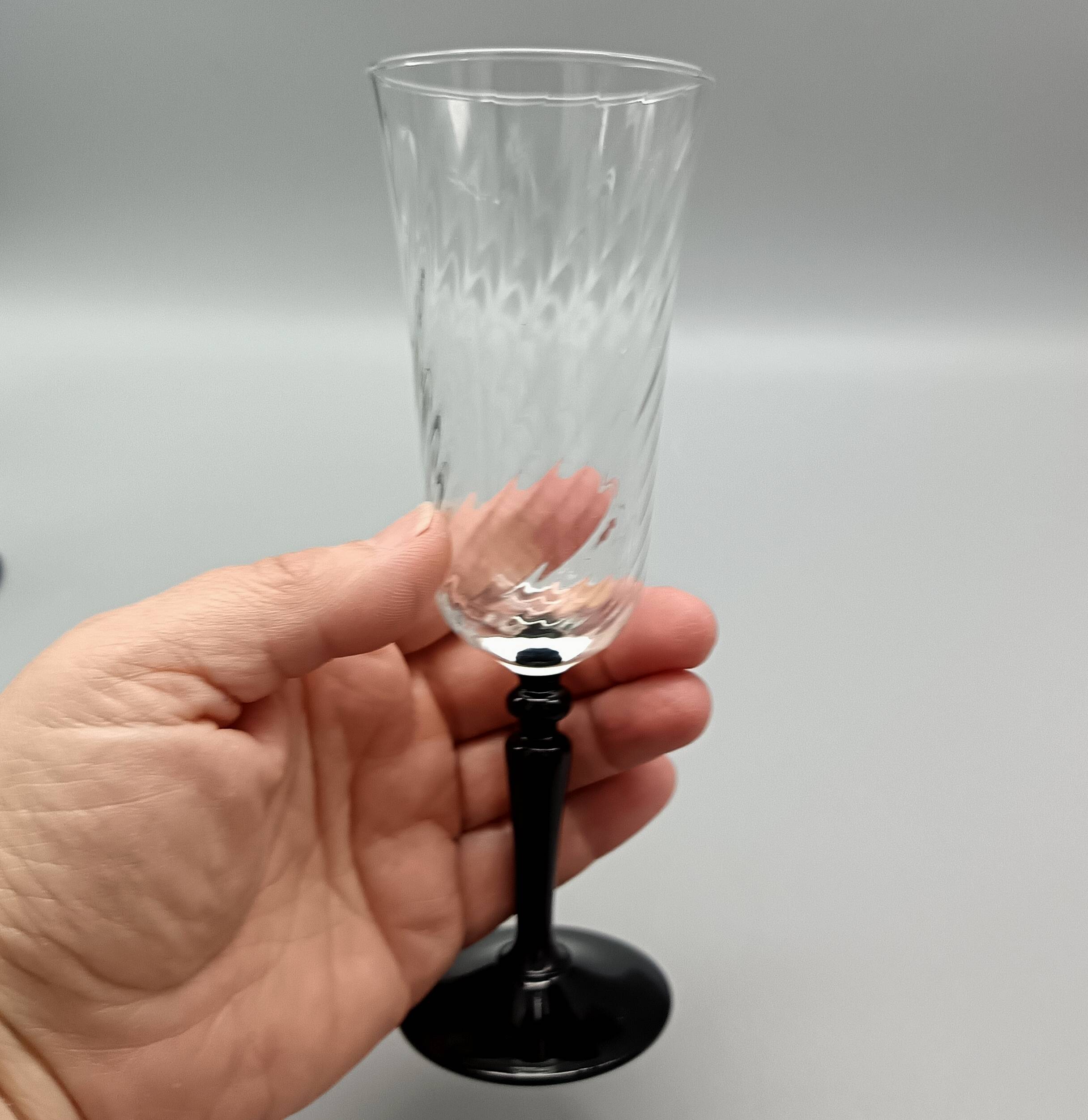 7 vintage black foot flutes onyx model from luminarc france