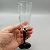 7 vintage black foot flutes onyx model from luminarc france