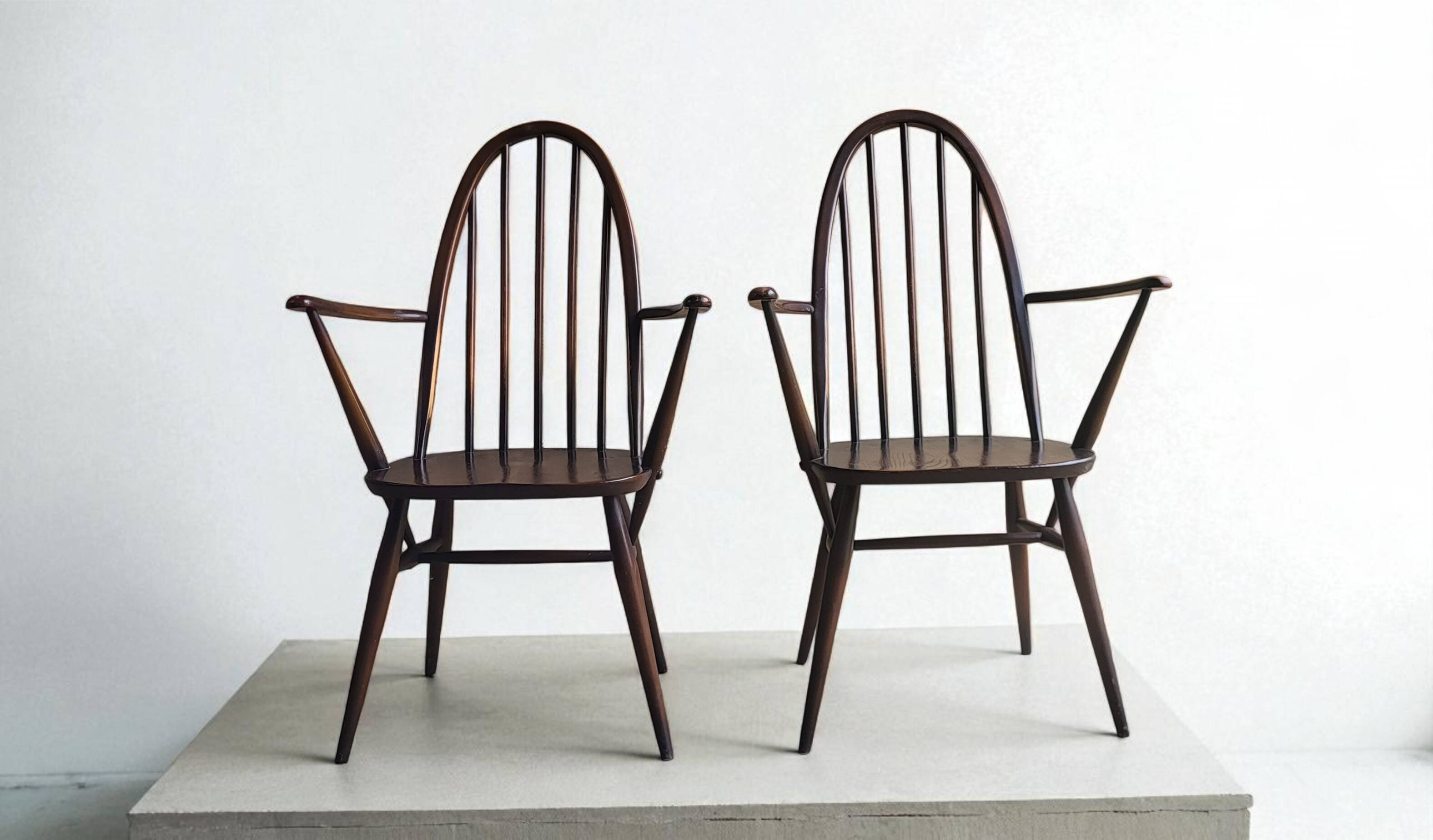6 Quaker Windsor chairs / armchairs, Ercol 1950s